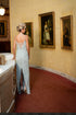 Hand-Embellished Mint Evening Gown with Glow-in-the-Dark Couture Cape